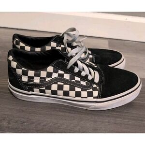 Vans Off The Wall Black White Checker Suede Sneaker Shoe Youth Size 4 Women 6